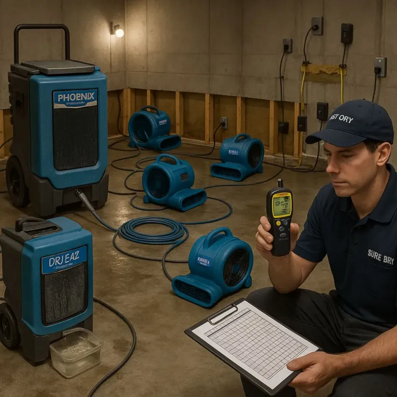 Structural Drying and Dehumidification process in Oak Cliff Place, TX